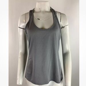 Athleta Sz M Scoop Neck Racerback Lightweight Tank Top Gray Polyester Blend